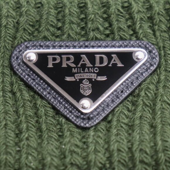 Prada Triangle Logo Knit Cap Green S main image 4